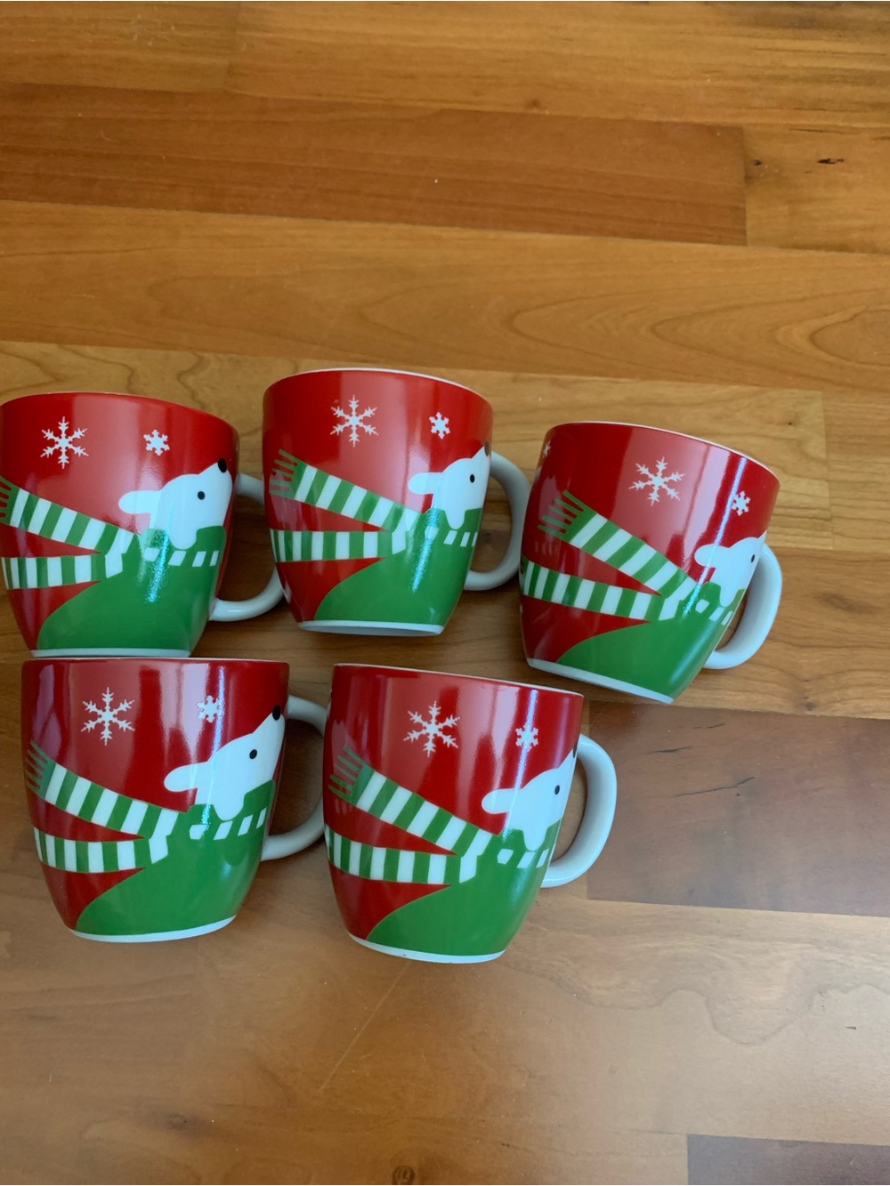 Crate & Barrel Holiday Christmas Bear Snowflakes Small Coffee Tea Cup Mug